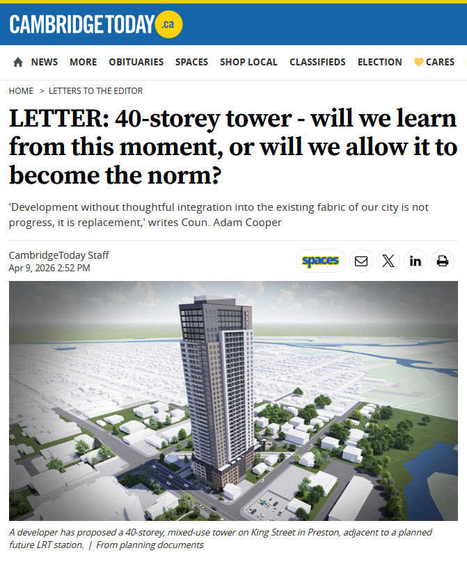 Adam Cooper objects to over-development Adam Cooper objects to over-development